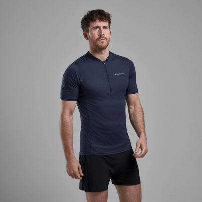Eclipse Blue Montane Men's Dart Nano Zip T-Shirt Front MDNZTECL