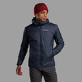 Eclipse Blue Montane Men's Fortes Lite Hooded Insulated Jacket Model Front MFOLHECL