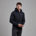 Black Montane Men's Fury XT Hooded Fleece Jacket Model Front MFRXHBLA