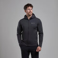 Midnight Grey Montane Men's Fury Lite Hooded Fleece Jacket Model Front MFULHMNG