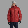 Dark Maple Montane Men's Fortes XT Hooded Insulated Jacket Model Front MFXTHDAM