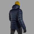 Eclipse Blue Montane Men's Kamen Hooded Down Jacket Model Back MKAHOECL