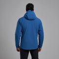 Neptune Blue Montane Men's Khamsin Hooded Softshell Jacket Model Back MKHAHNEP
