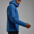 Neptune Blue Montane Men's Khamsin Hooded Softshell Jacket Model 4 MKHAHNEP