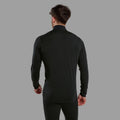 Black Montane Men's Malli Long Sleeve Zip Merino T-Shirt Model Back MMLZTBLA