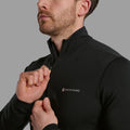 Black Montane Men's Malli Long Sleeve Zip Merino T-Shirt Model 4 MMLZTBLA