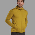 Ginkgo Gold Montane Men's Protium Lite Hooded Fleece Jacket Model Angle MPOLHGIN