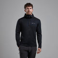 Black Montane Men's Protium Hooded Fleece Jacket Model Front MPRHOBLA