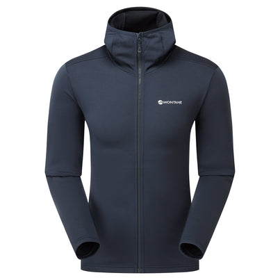 Eclipse Blue Montane Men's Protium Hooded Fleece Jacket Front MPRHOECL