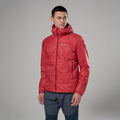 Hot Chilli Red Montane Men's Prism Hooded Insulated Jacket Model Front MPRJHHOT