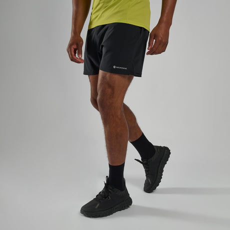 Black Montane Men's Slipstream 5" Trail Running Shorts Front MS5SHBLA