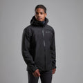 Black Montane Men's Solution Waterproof Jacket Model Front MSOJABLA